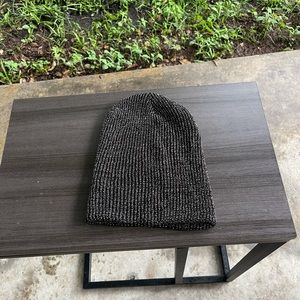 Black and gold slouchy beanie